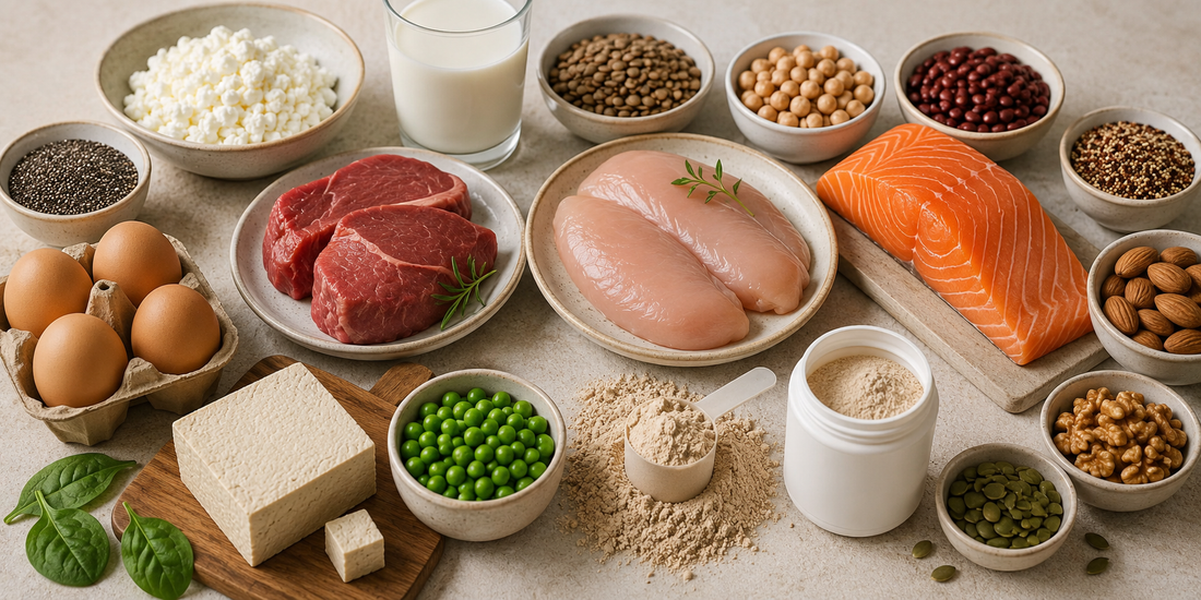 sources of protein both animal and vegetarian, vital for healthy skin.
