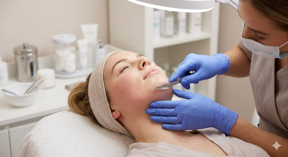 a woman having a dermaplaning treatment in Victoria BC