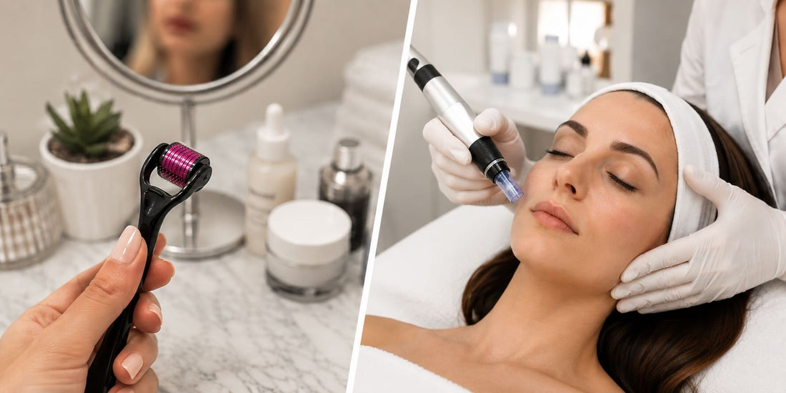 an image showing home microneedling vs professional microneedling in Victoria bc