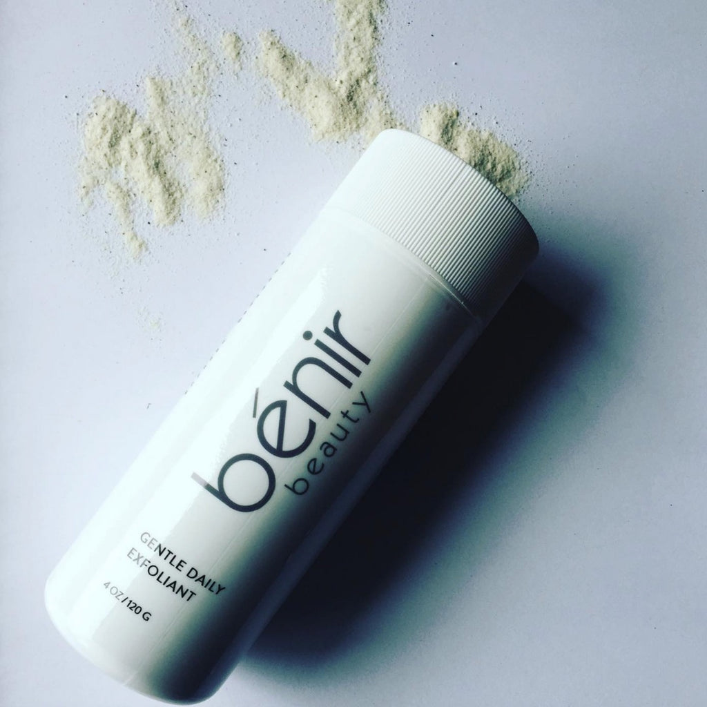 gentle rice based exfoliating powder. no walnut shell or apricot kernel.