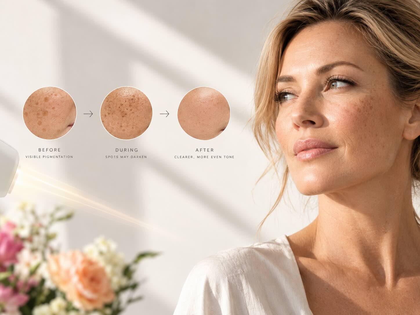 a woman with age spots on her face