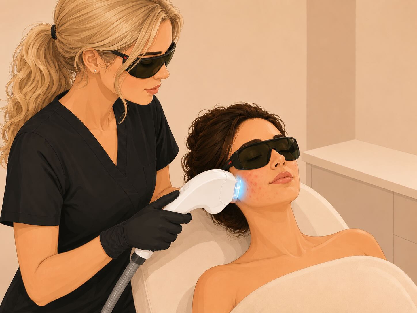 a woman receiving an acne treatment at Glow Luxe in Victoria BC