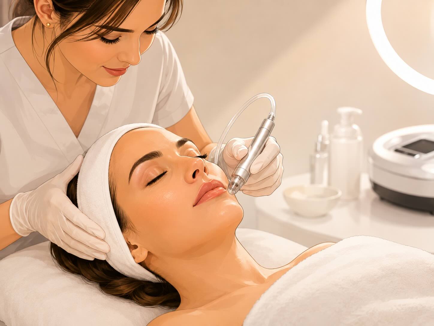 a woman receiving an exfoliating and hydrating facial, similar to hydrafacial in Victoria BC at Glow Luxe