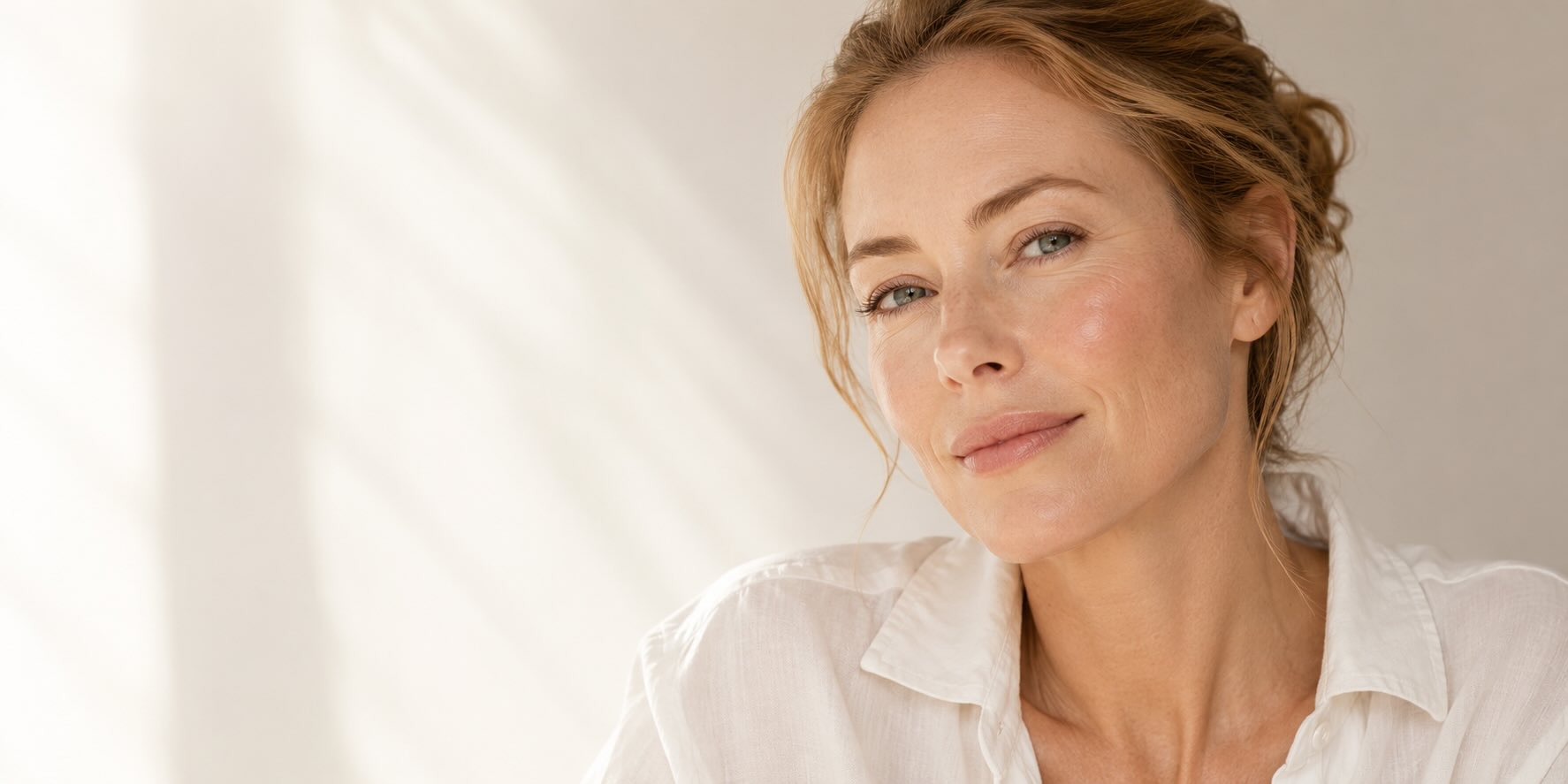A woman who has received a rosacea treatment at Glow Luxe in Victoria BC