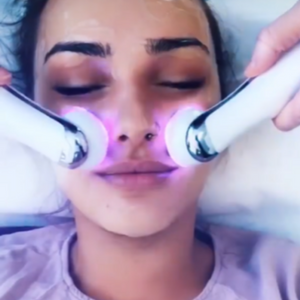 skin care device for home anti-aging. LED, micro current, radiofrequency and electroporation